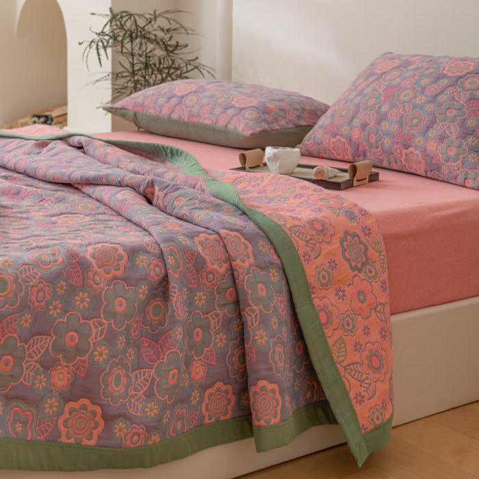 Ownkoti Flower Jacquard Cotton Gauze Reversible Quilt