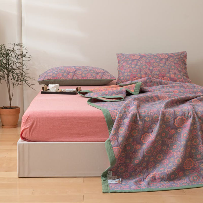 Ownkoti Flower Jacquard Cotton Gauze Reversible Quilt