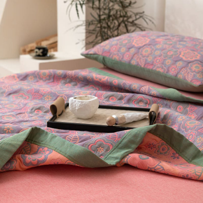 Ownkoti Flower Jacquard Cotton Gauze Reversible Quilt