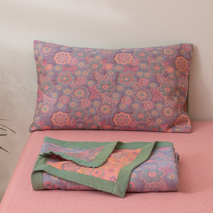 Ownkoti Flower Jacquard Cotton Gauze Reversible Quilt