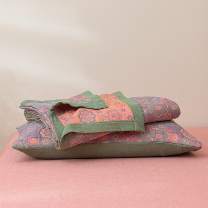 Ownkoti Flower Jacquard Cotton Gauze Reversible Quilt