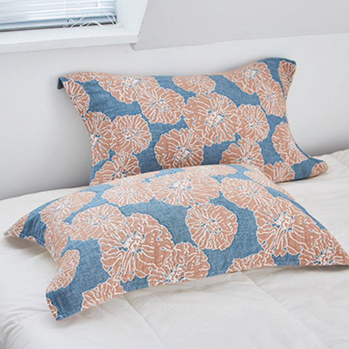 Flower Printed Cotton Decorative Pillow Towel (2PCS)