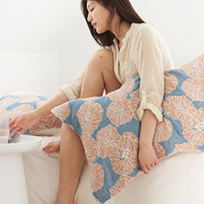 Flower Printed Cotton Decorative Pillow Towel (2PCS)