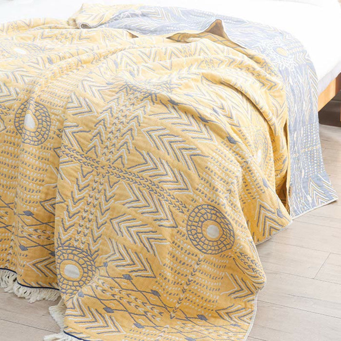 Geometric Pattern Yellow & Gray Reversible Quilt