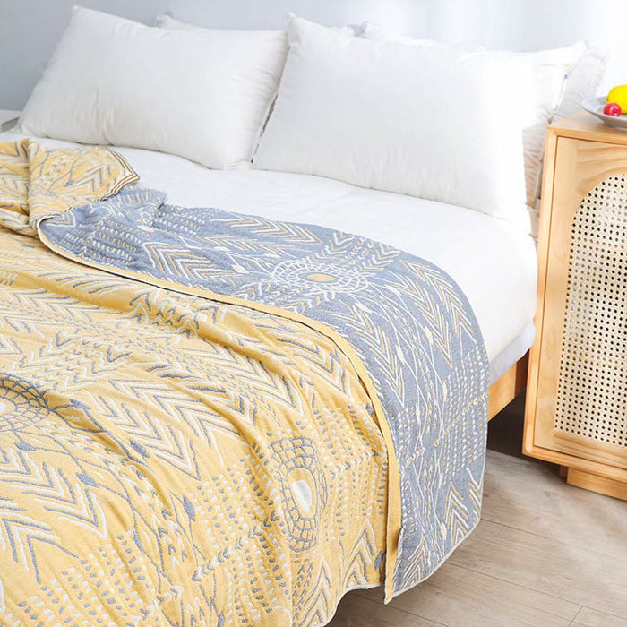 Geometric Pattern Yellow & Gray Reversible Quilt