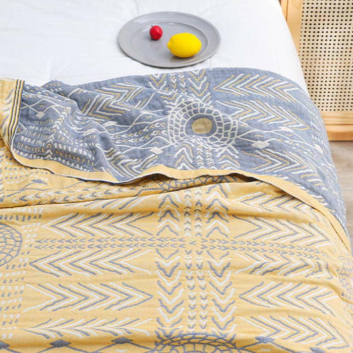 Geometric Pattern Yellow & Gray Reversible Quilt