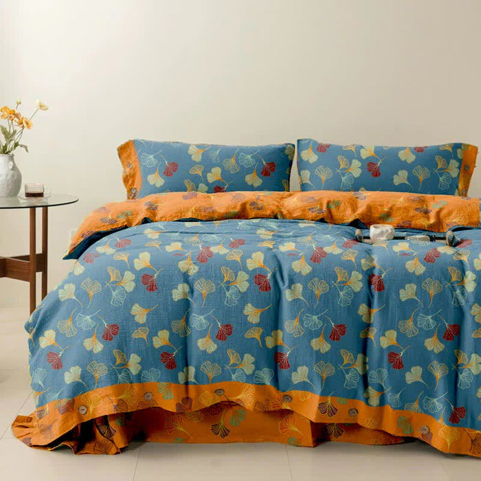 Ownkoti Ginkgo Biloba Cotton Bedding Set(4PCS) - Blue - Cal King - image 4