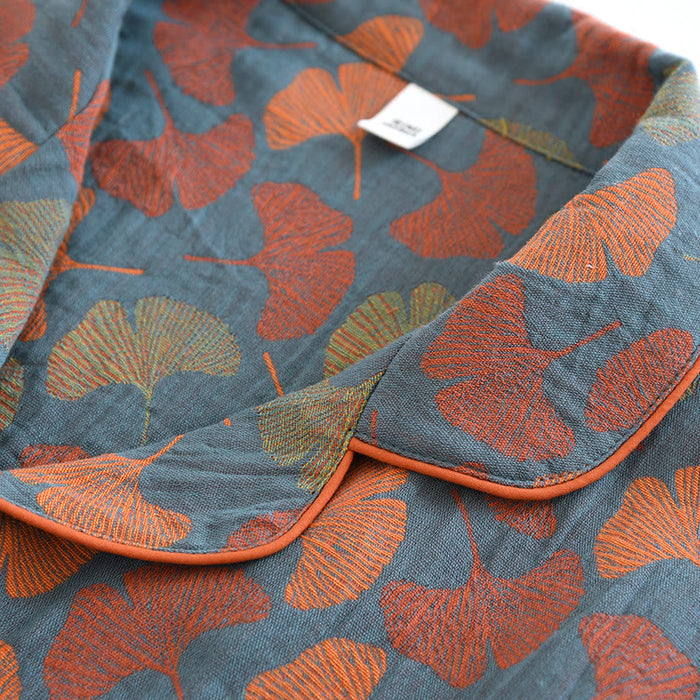 Ownkoti Ginkgo Leaf Button Cotton Loungewear Set - image 6
