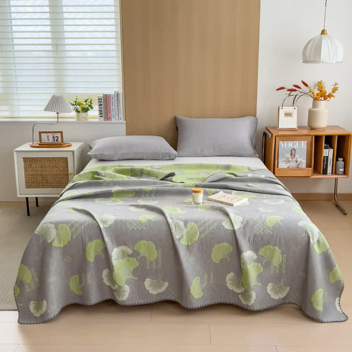 Ownkoti Ginkgo Leaf Cotton Layers Gauze Reversible Coverlet - image 1