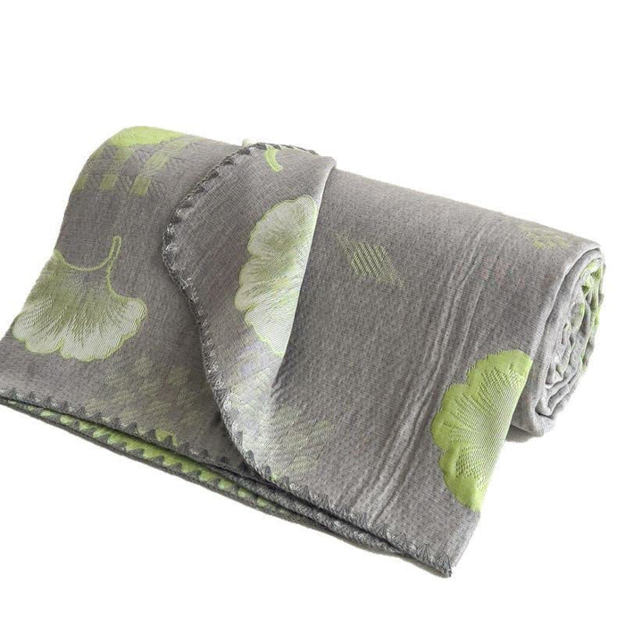 Ownkoti Ginkgo Leaf Cotton Layers Gauze Reversible Coverlet - image 5