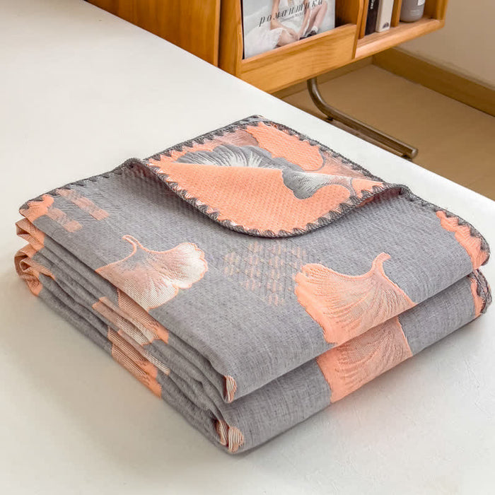 Ownkoti Ginkgo Leaf Cotton Layers Gauze Reversible Coverlet - image 7