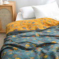 Ownkoti Ginkgo Leaf Pattern Cotton Reversible Quilt - Bluish Gray & Orange - King - Quilt - image 0