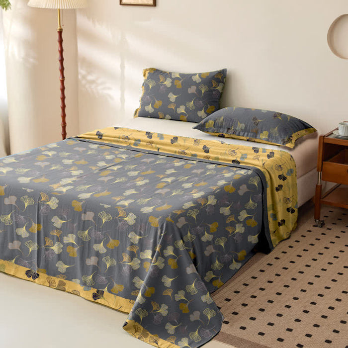 Ownkoti Ginkgo Reversible Cotton Gauze Jacquard Bedspread - image 1