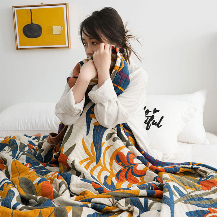 Ownkoti Goldenrod Flower Printed Reversible Cotton Quilt - image 4