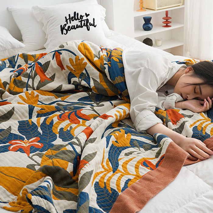 Ownkoti Goldenrod Flower Printed Reversible Cotton Quilt - image 5