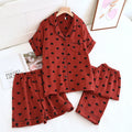 Ownkoti Heart Print Pure Cotton Pajama Set(3PCS) - Red - XL - image 1