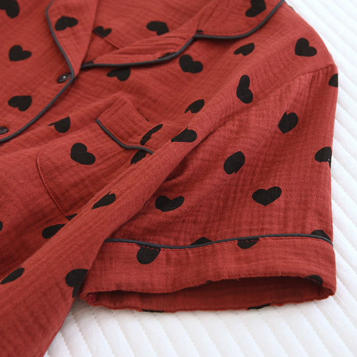 Ownkoti Heart Print Pure Cotton Pajama Set(3PCS) - image 3