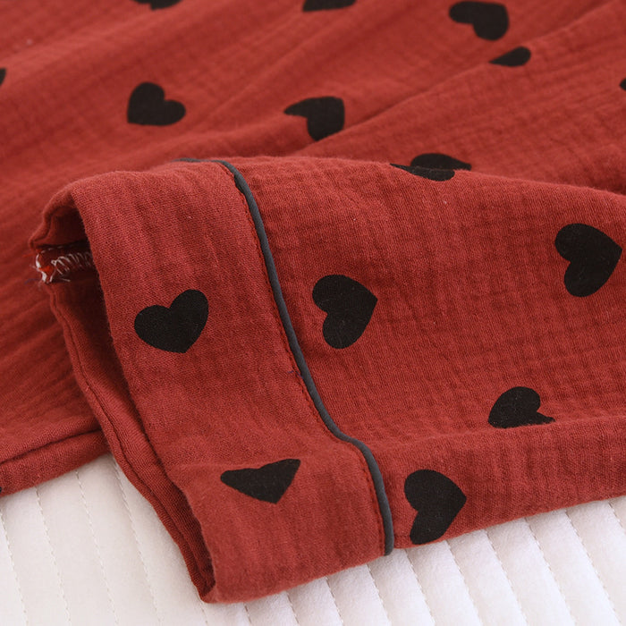 Ownkoti Heart Print Pure Cotton Pajama Set(3PCS) - image 5