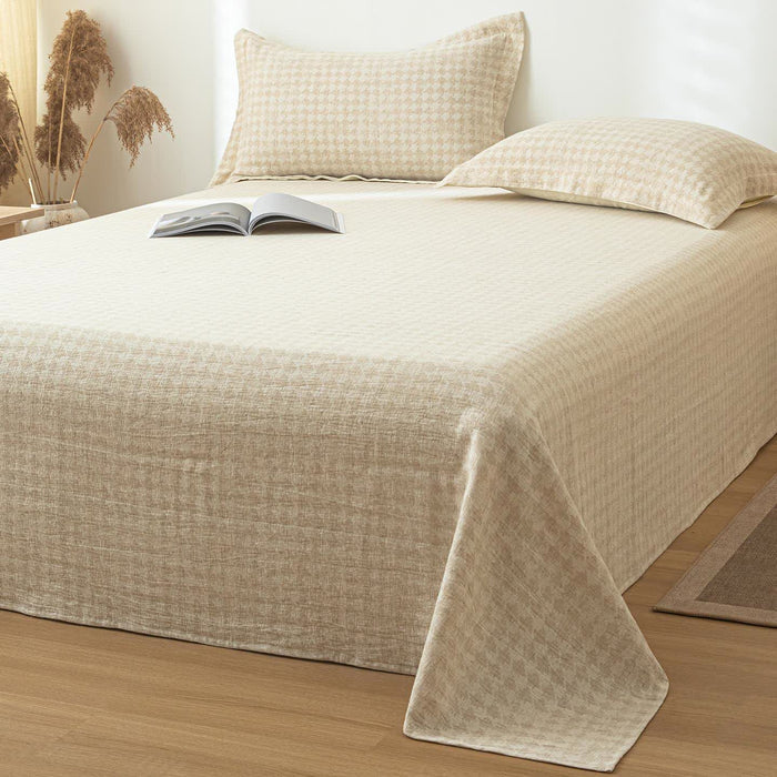Ownkoti Houndstooth Textured Cotton Linen Bedspread - image 1