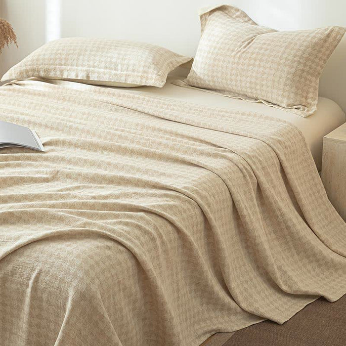 Ownkoti Houndstooth Textured Cotton Linen Bedspread - image 2