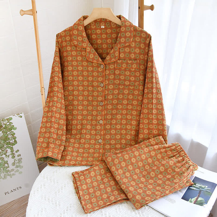 Ownkoti Jacquard Daisy Pure Cotton Loungewear Set