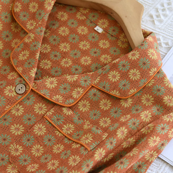 Ownkoti Jacquard Daisy Pure Cotton Loungewear Set