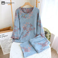 Ownkoti Jacquard Floral Cotton Round-neck Loungewear Set