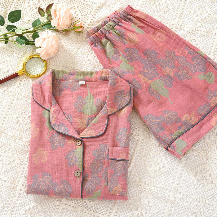 Ownkoti Jacquard Gourd Cotton Gauze Pajama Set