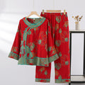 Ownkoti Jacquard Pomegranate Cotton Gauze Nightwear Set