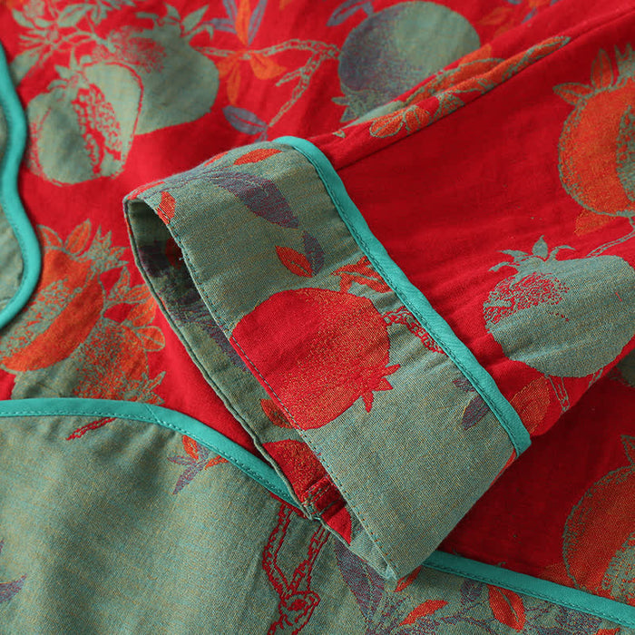 Ownkoti Jacquard Pomegranate Cotton Gauze Nightwear Set