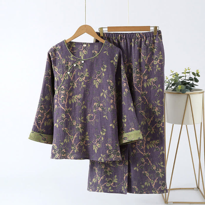 Ownkoti Jacquard Vintage Pure Cotton Loungewear Set