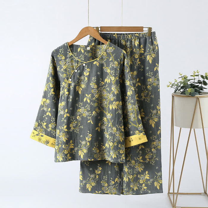 Ownkoti Jacquard Vintage Pure Cotton Loungewear Set