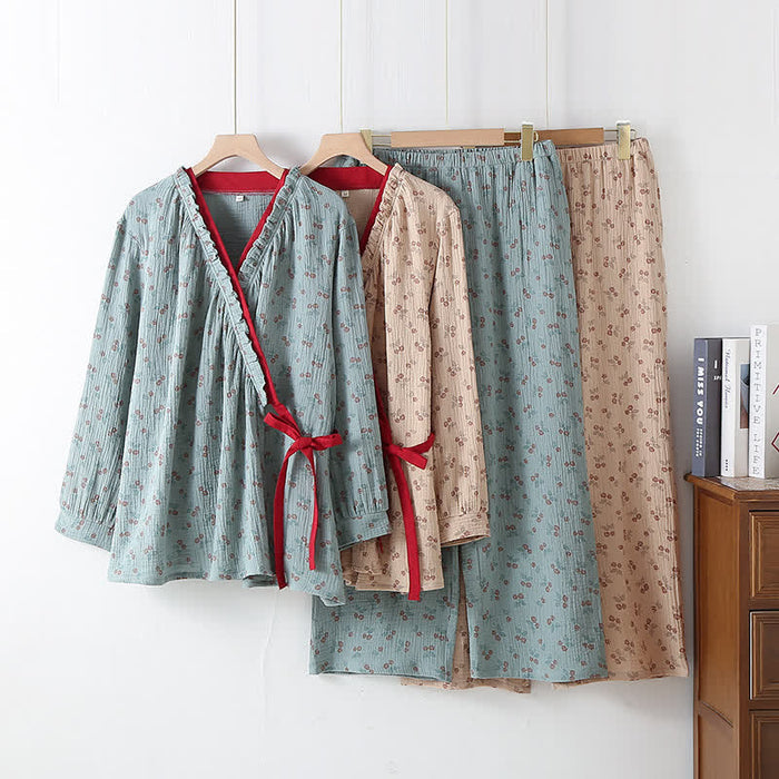 Ownkoti Kimono Rural Rose Cotton Gauze Pajama Set