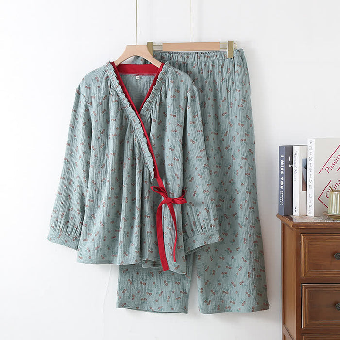 Ownkoti Kimono Rural Rose Cotton Gauze Pajama Set