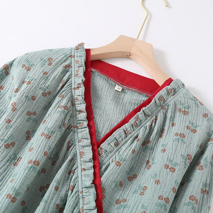 Ownkoti Kimono Rural Rose Cotton Gauze Pajama Set