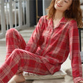 Ownkoti Lattice Cotton Long Sleeves Pajama Set