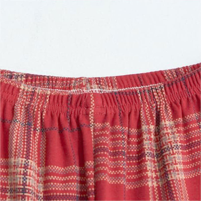 Ownkoti Lattice Cotton Long Sleeves Pajama Set
