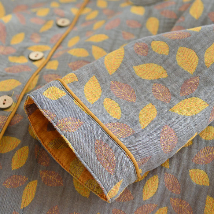 Leaf Pattern Soft Cotton Loungewear Set