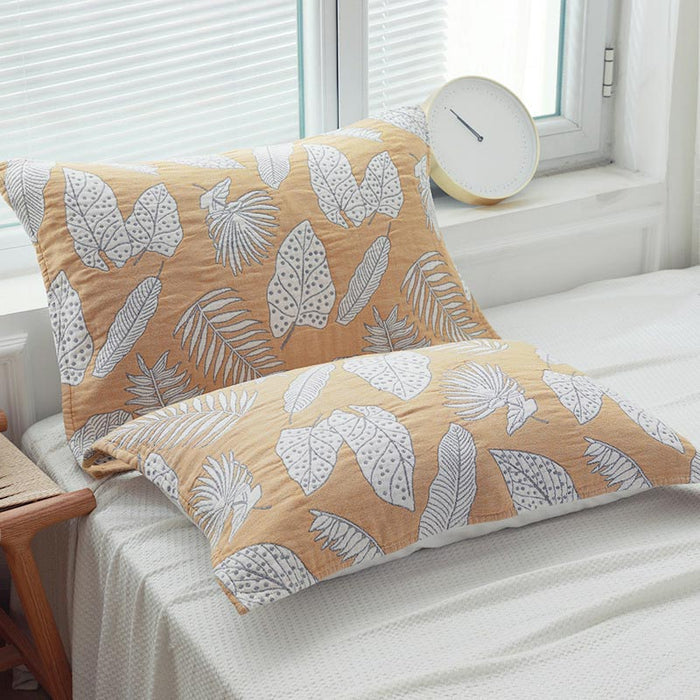Leaf Print Pure Cotton Pillow Towel (2PCS)