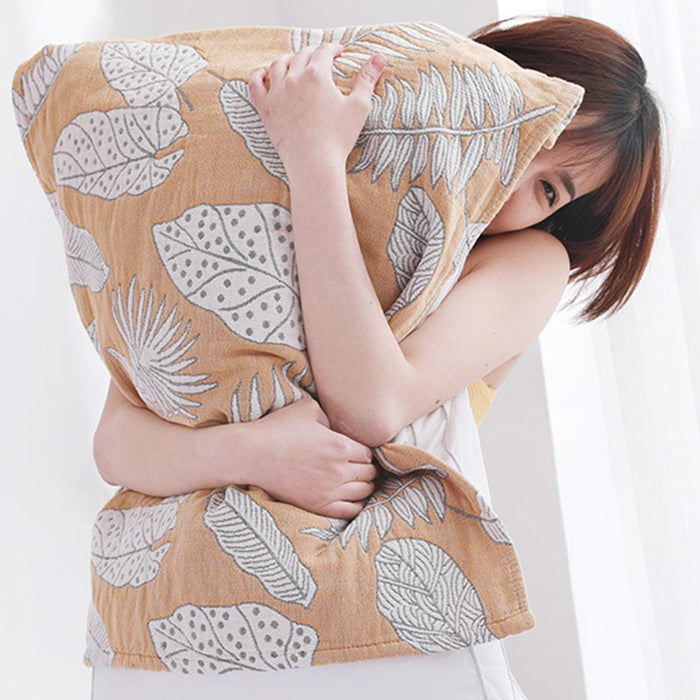 Leaf Print Pure Cotton Pillow Towel (2PCS)