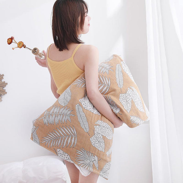Leaf Print Pure Cotton Pillow Towel (2PCS)
