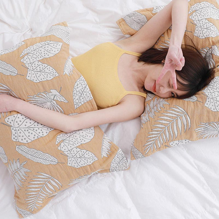 Leaf Print Pure Cotton Pillow Towel (2PCS)
