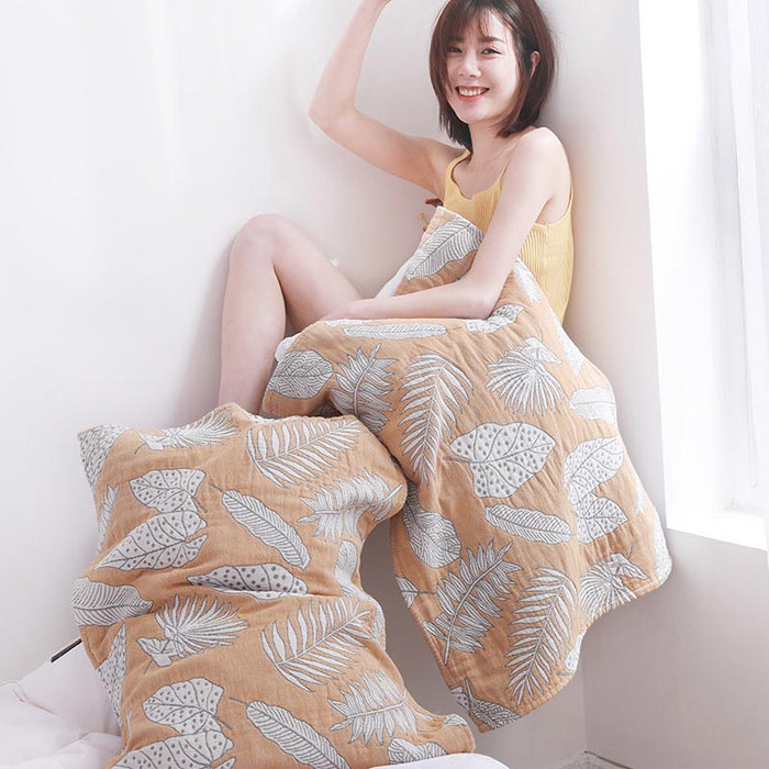 Leaf Print Pure Cotton Pillow Towel (2PCS)