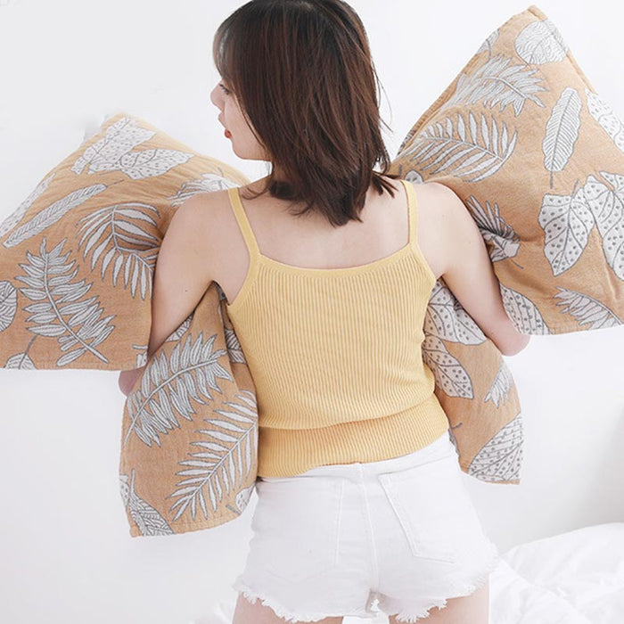 Leaf Print Pure Cotton Pillow Towel (2PCS)