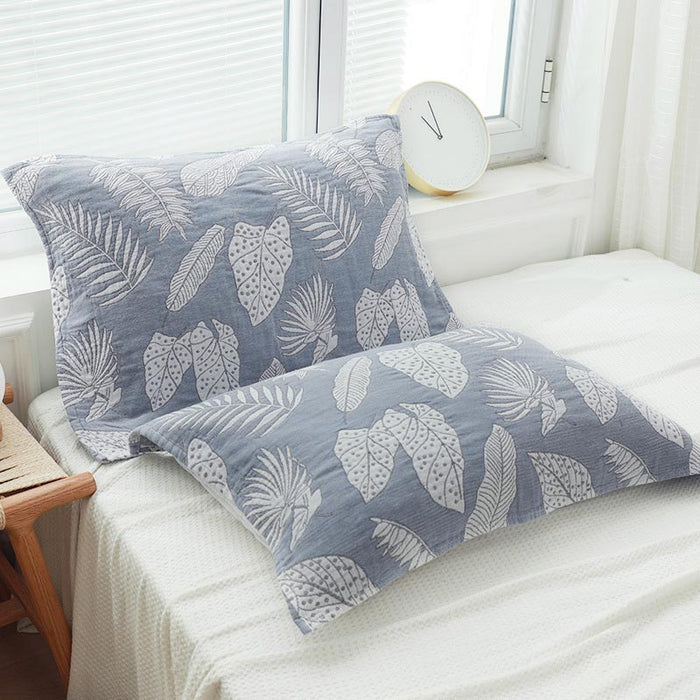 Leaf Print Pure Cotton Pillow Towel (2PCS)