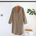 Ownkoti Leaf Tuxedo Button Cotton Nightdress