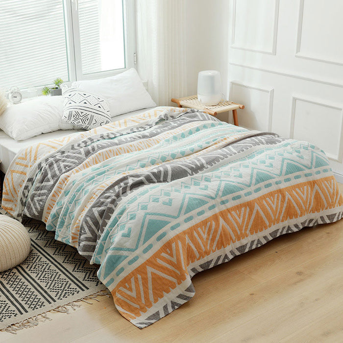 Lightweight Colorblock Cotton Bed Blanket Quilt