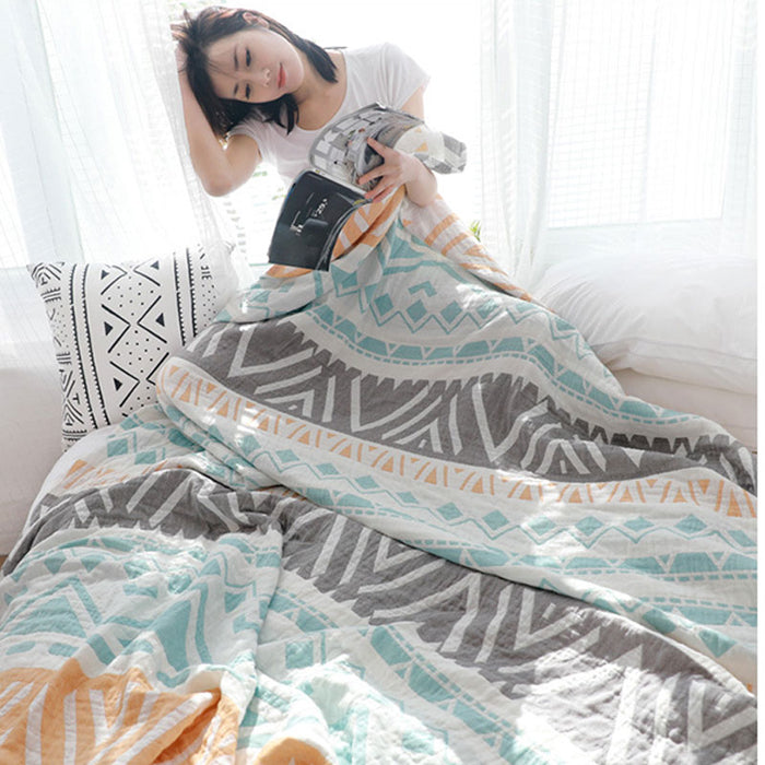 Lightweight Colorblock Cotton Bed Blanket Quilt