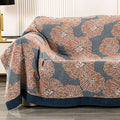 Ownkoti Lightweight Peony Cotton  Reversible Blanket - Blue & Orange - 79" x 90" - image 0