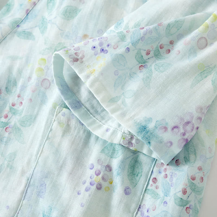 Ownkoti Lilac Print Cotton Gauze Japanese Pajamas